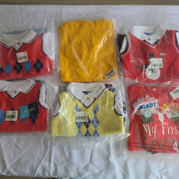Baby Boy Clothes, 12M, Lot of 17pcs, NWT – 6 Pant Sets - Picture 1 of 6